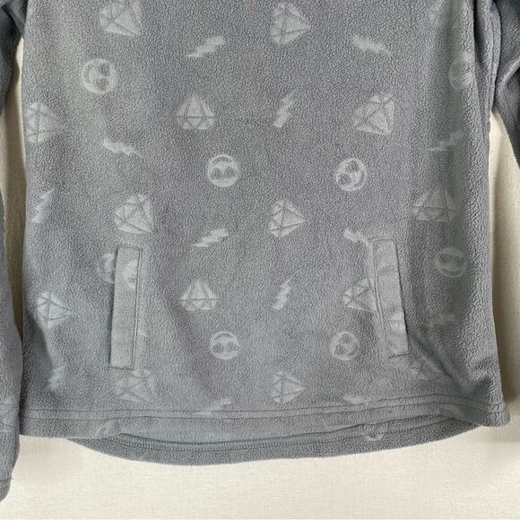 5/$25 Athlethic Works Gray Pink Fleece Emoji Sweatshirt Kangaroo Pocket L 10-12 - Picture 4 of 8